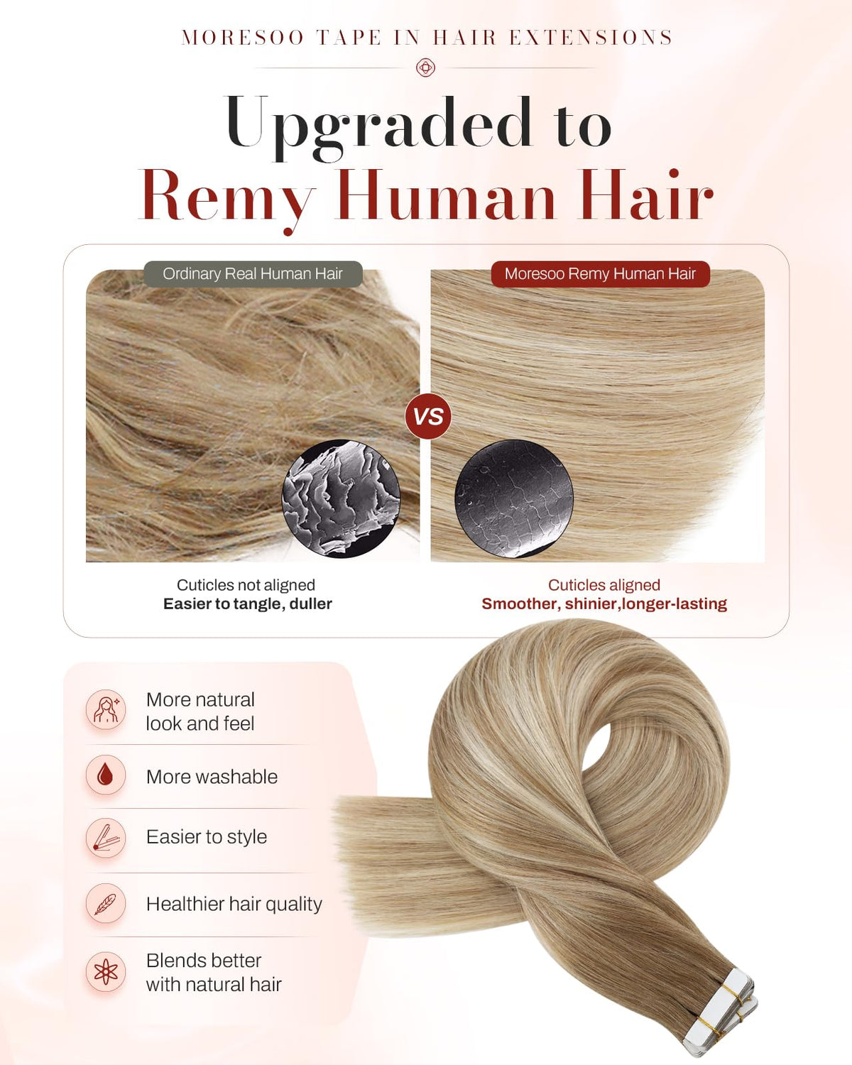 Paquet d'extensions de cheveux Moresoo 50g