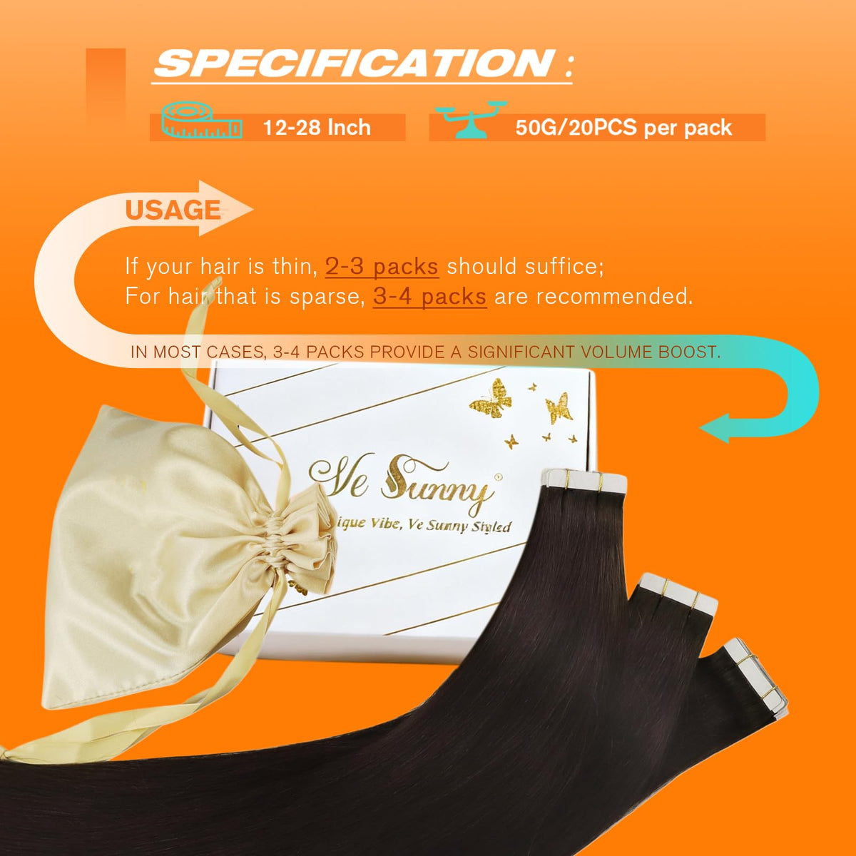 Paquet d'extensions de cheveux Sunny Hair avec bandes de remplacement