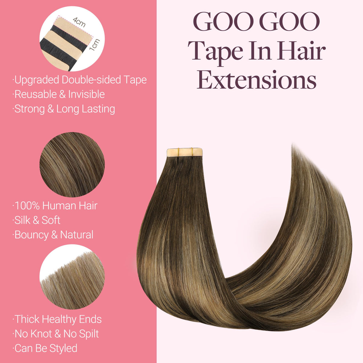 Paquet d'extensions GOO GOO avec 40 pièces de cheveux humains