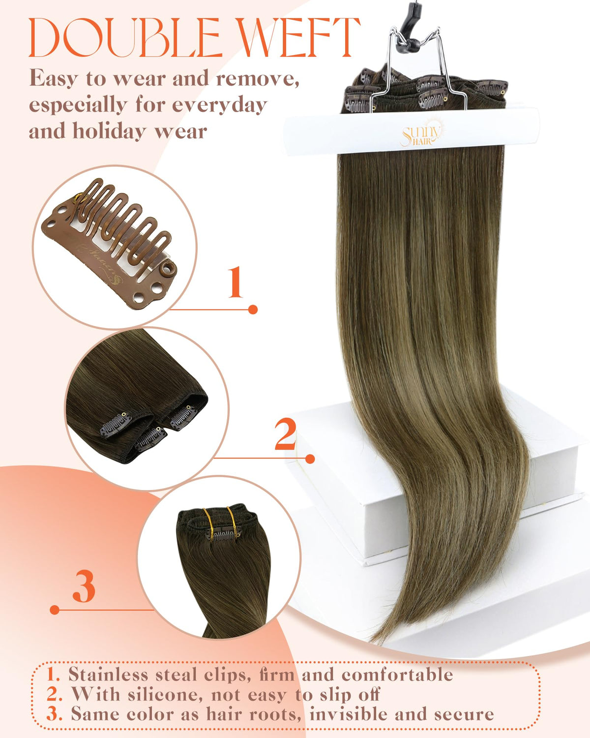 Paquet d'extensions Sunny Hair avec instructions d'entretien