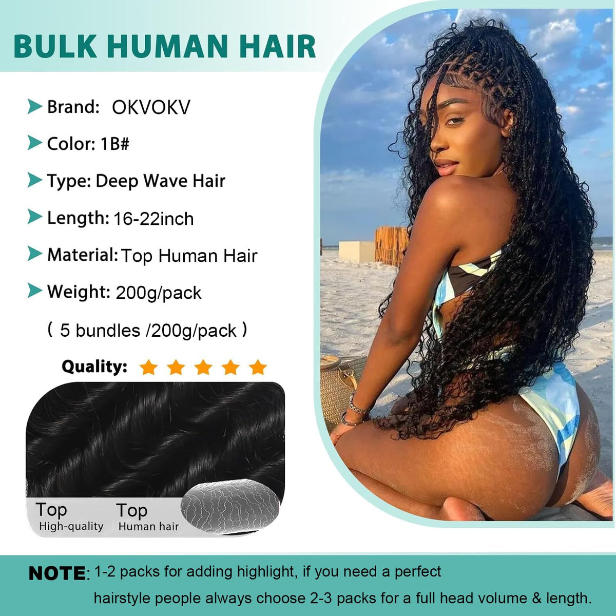 Paquet de cheveux humains bouclés OKVOKV