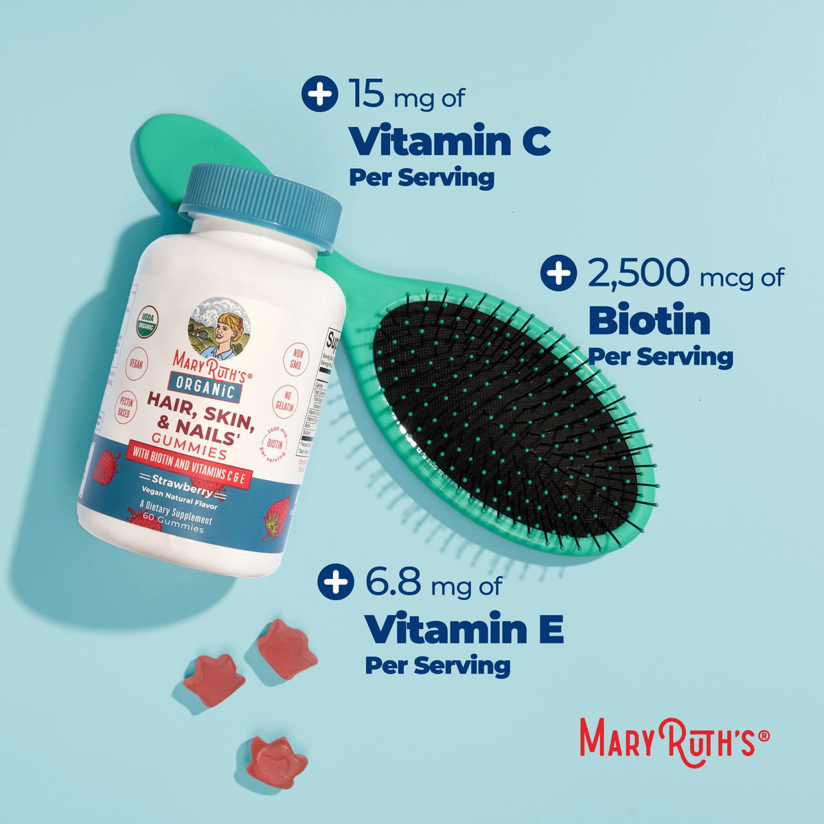 Paquet de gummies MARYRUTH'S, dos avec informations nutritionnelles