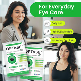 Paquet de lingettes Optase ouvert, montrant le contenu
