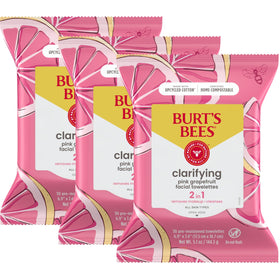 Paquet de lingettes visage Burt's Bees au pamplemousse rose, emballage avant