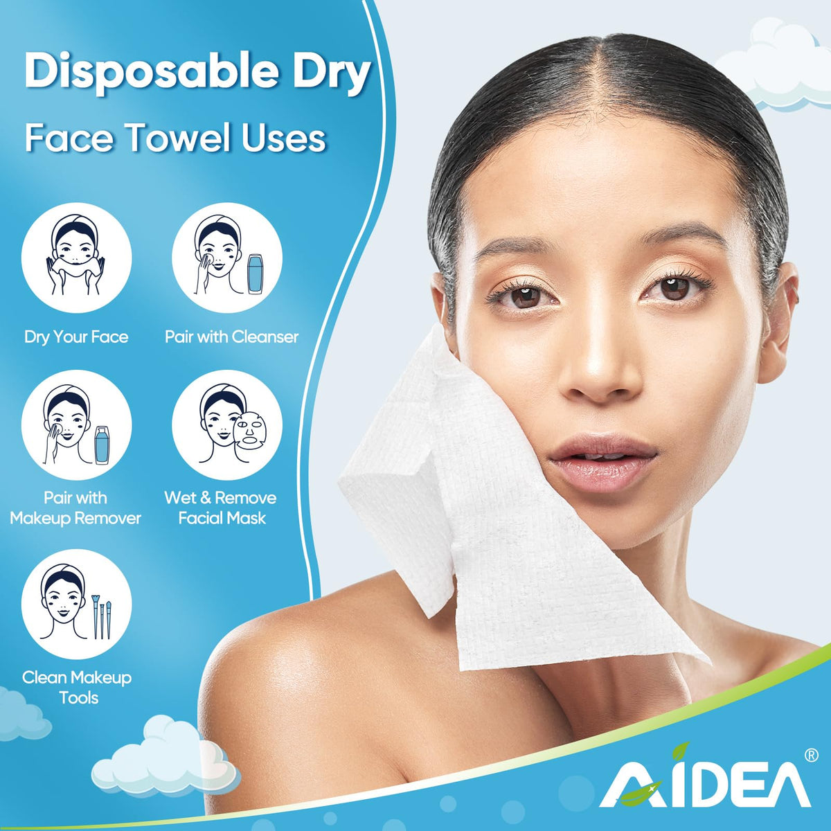 Paquet de serviettes AIDEA, 600 unités, présentation du produit