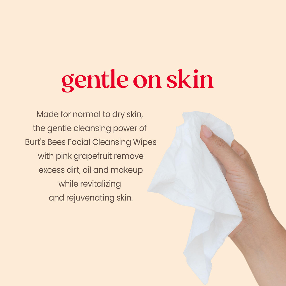 Paquet de trois lingettes visage Burt's Bees au pamplemousse rose