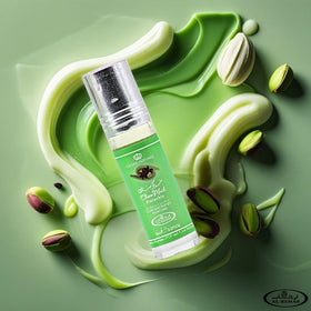 Parfum Al-Rehab Choco Musk Marshmallow avec des ingrédients naturels en arrière-plan