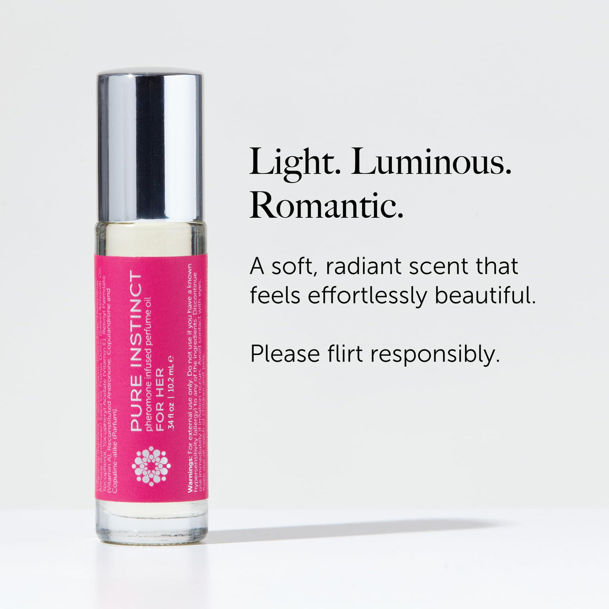 Parfum pheromone pour femme avec étiquette visible