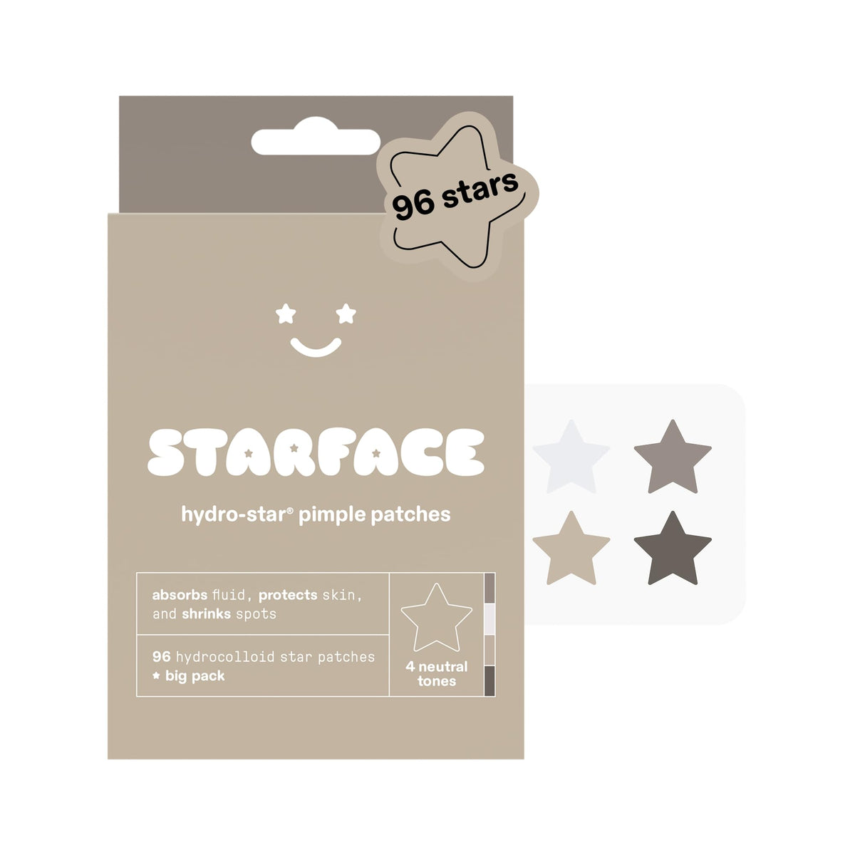 Patch hydrocolloïde Starface Hydro-Star vue de face dans l'emballage