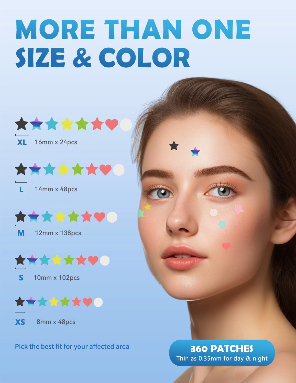 Patches acné Dr. Zitacne en forme d'étoile, vue de face