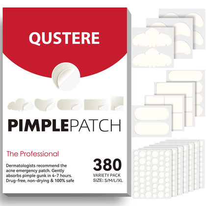 Patches anti-acné hydrocolloïdes QUSTERE en différentes formes et tailles
