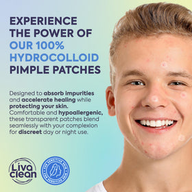 Patches anti-acné LivaClean en utilisation sur une peau claire