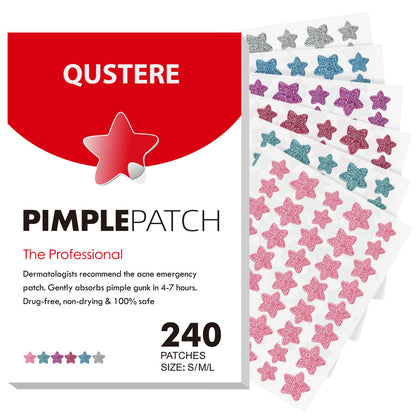 Patches anti-acné QUSTERE colorés en étoiles avec emballage