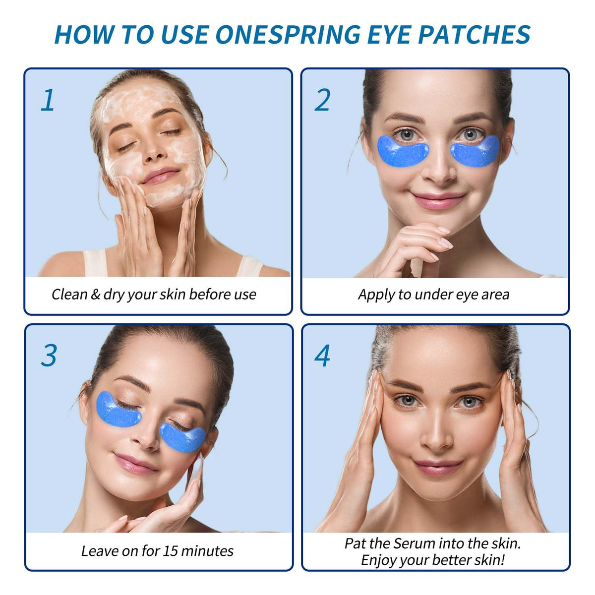 Patches gel contour des yeux Onespring sur un fond neutre