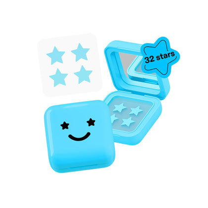 Patches Hydro-Star® bleu dans leur compact miroir