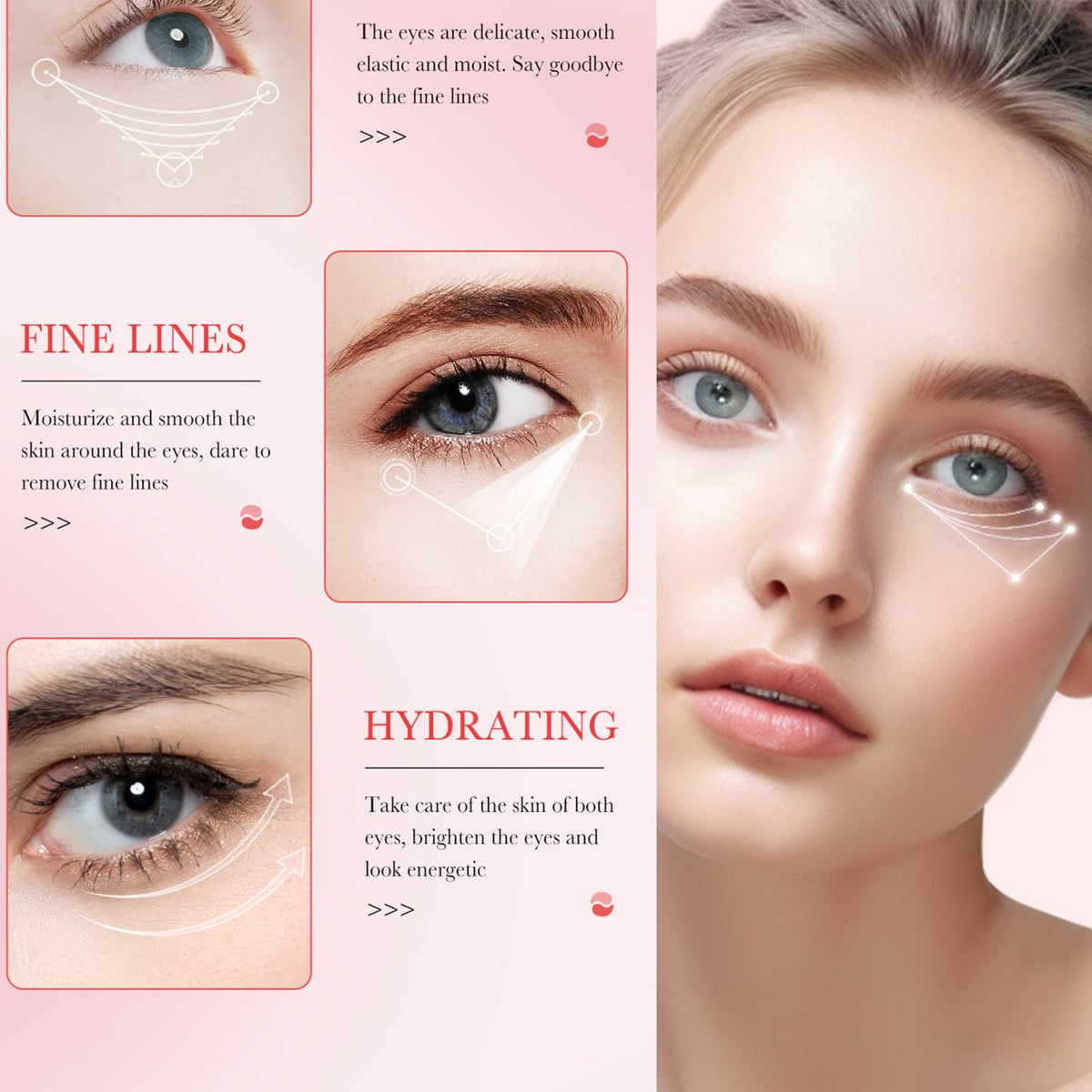 Patches hydrogel Eakroo avec texture gel, près d'un visage