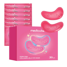 Patches hydrogel médicube Jelly Eye Mask PDRN de couleur rose