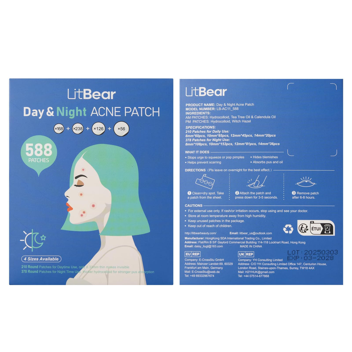 Patches LitBear en utilisation sur le visage