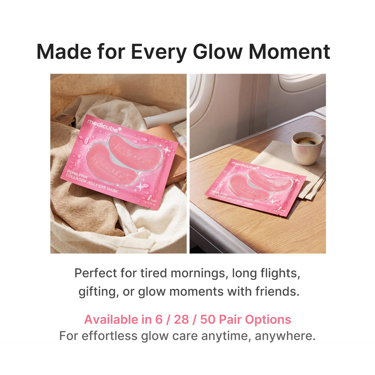Patches médicube Jelly Eye Mask PDRN en utilisation quotidienne