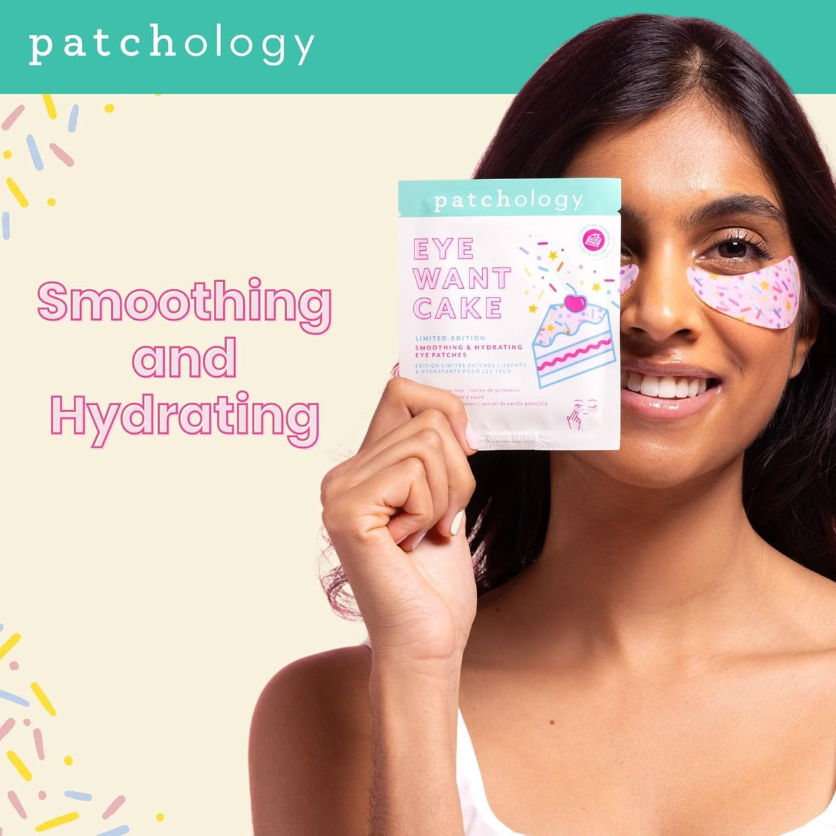 Patchology Eye Want Cake Patches 5pk en usage sur des yeux fatigués