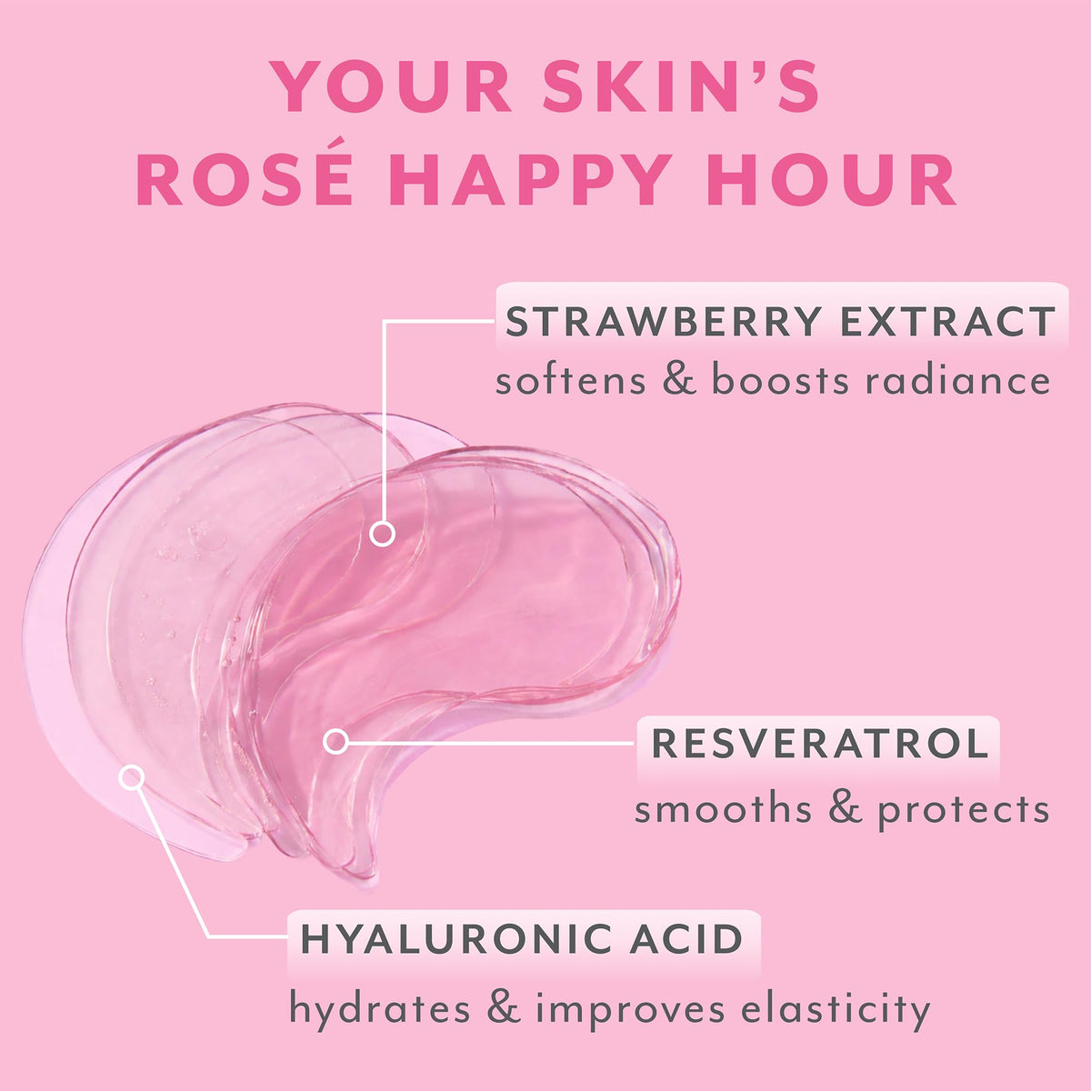Patchology patches gel contour des yeux Rosé sur un fond de maquillage