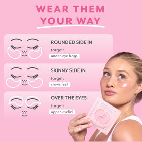 Patchology patches gel contour des yeux Rosé utilisés sur un visage