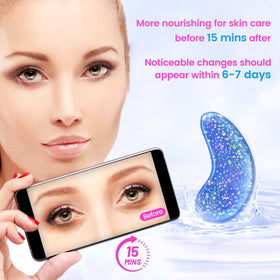 Patchs contour des yeux Onespring, présentation avec accessoires de beauté