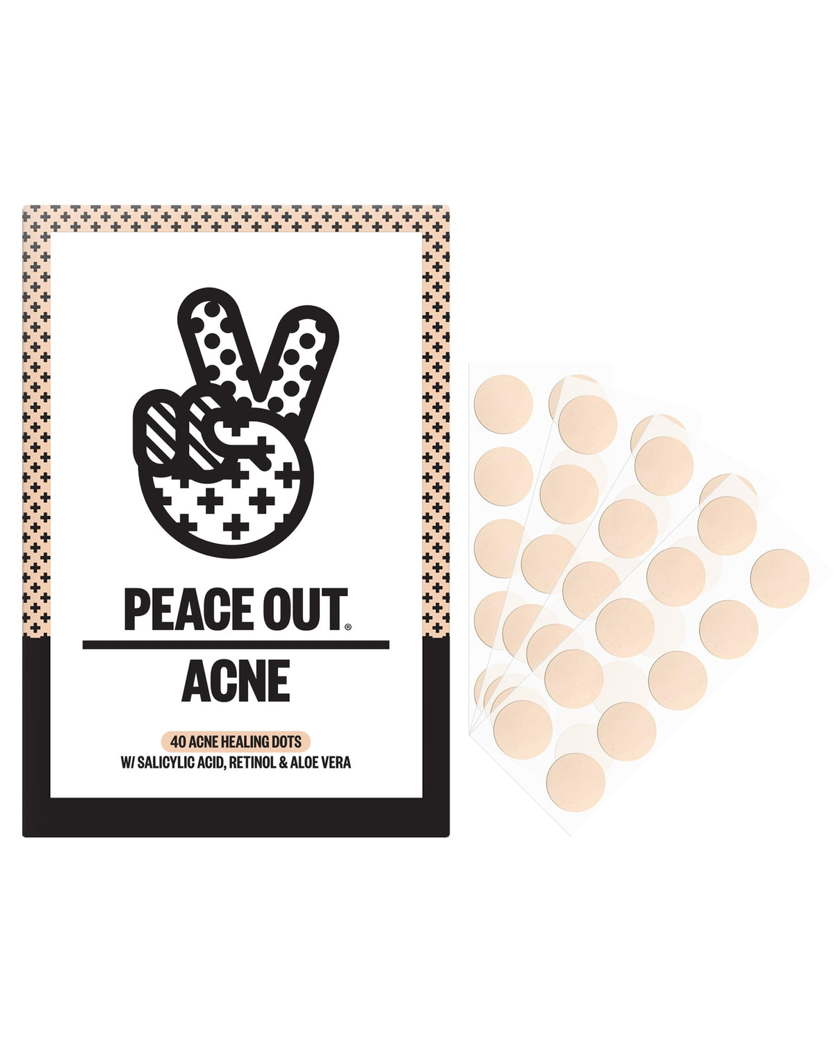 Patchs hydrocolloïdes PEACE OUT en boîte, vue de face