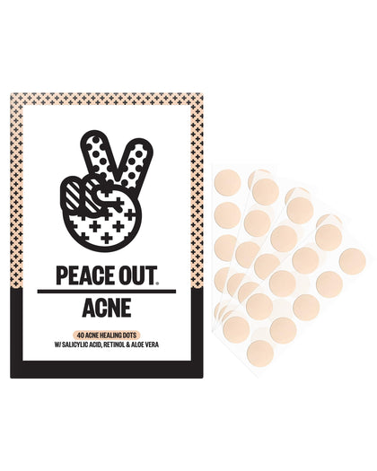 Patchs hydrocolloïdes PEACE OUT en boîte, vue de face