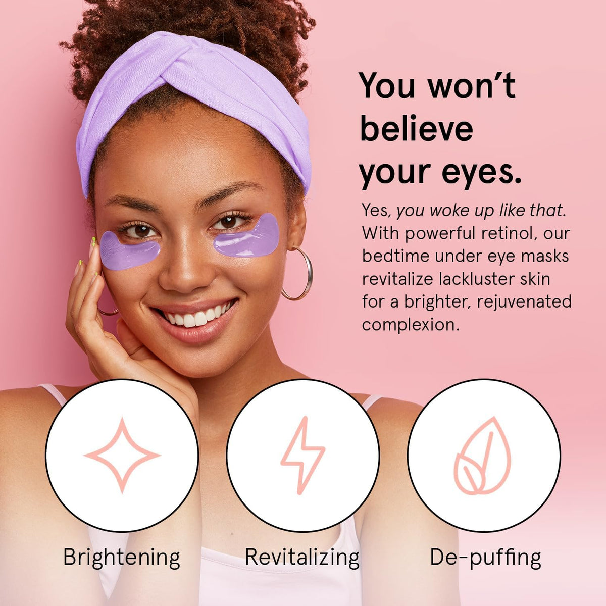 Patchs pour les yeux grace & stella, application sur une femme