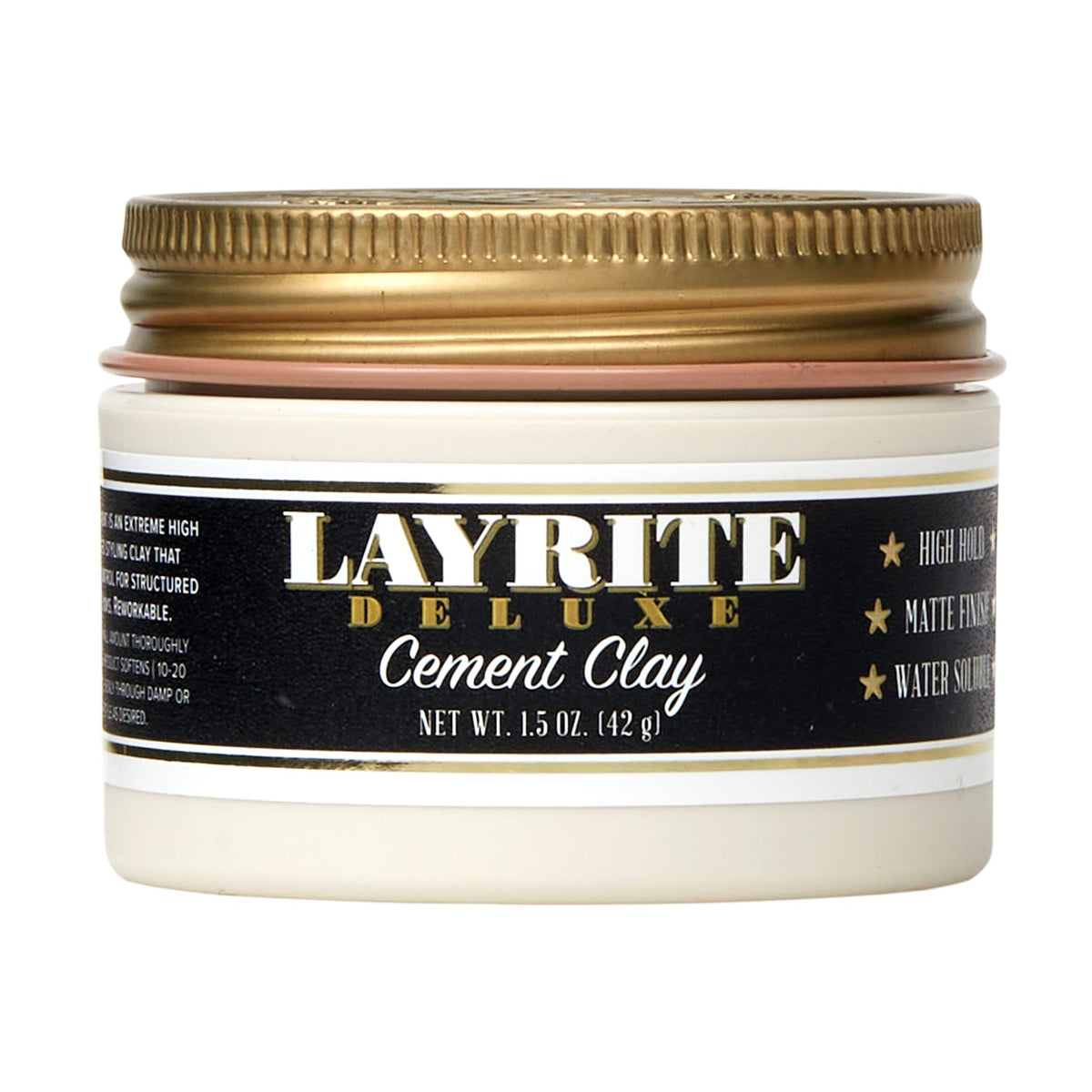 Pâte à coiffer Layrite 70g vue de face avec étiquette blanche