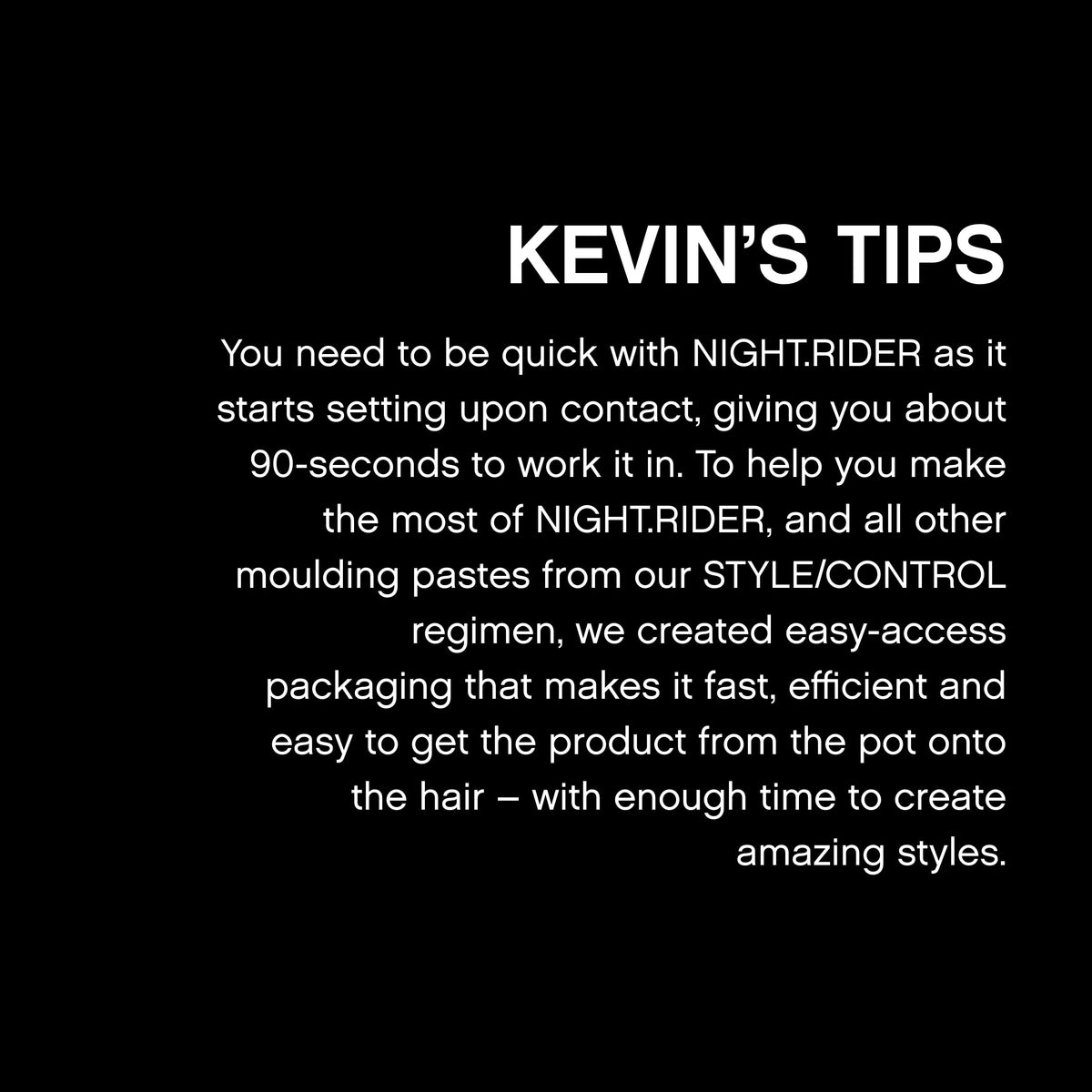 Pâte coiffante KEVIN.MURPHY NIGHT.RIDER 100 g sur une coiffeuse