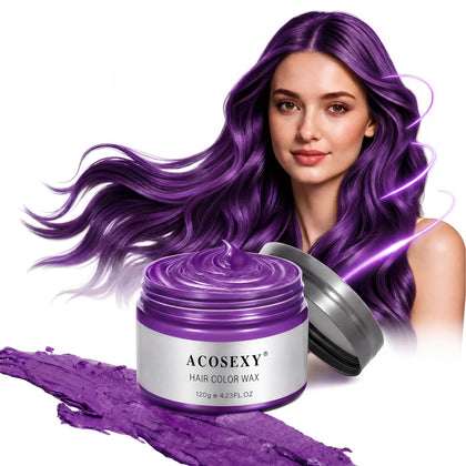 Pâte colorante temporaire Acosexy cheveux violet, vue de face