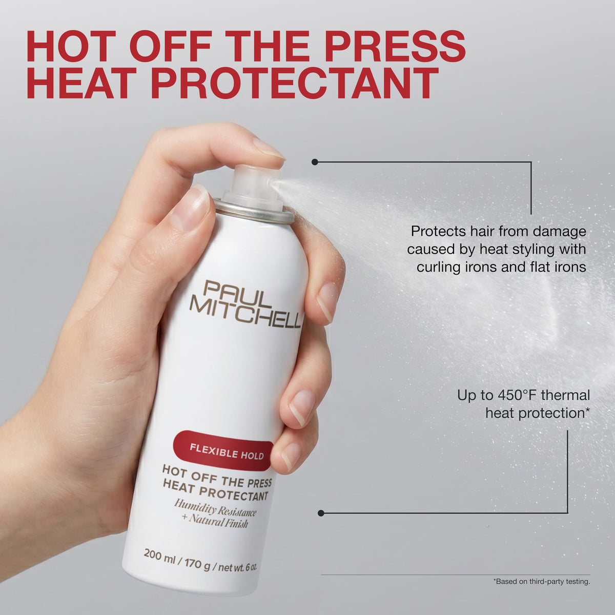 Paul Mitchell Hot Off The Press spray protecteur de chaleur sur une coiffeuse