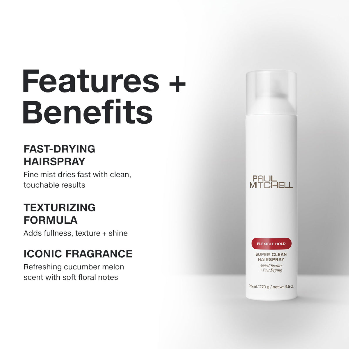 Paul Mitchell Laque Super Clean 9,5 oz avec pulvérisateur