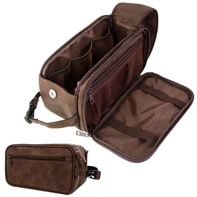 PAVILIA trousse de toilette marron foncé avec compartiments ouverts