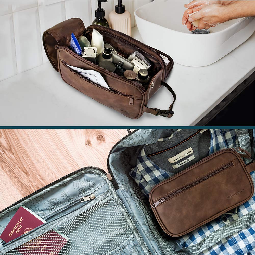PAVILIA trousse de toilette sur un fond de salle de bain