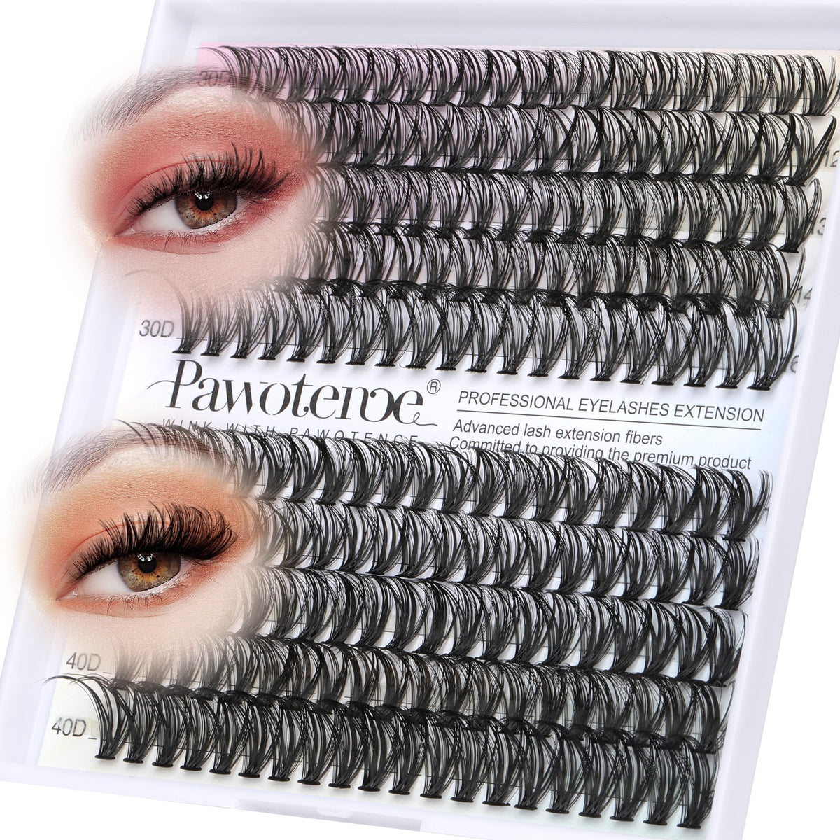 Pawotence Faux Cils Individuels 200pcs pack avant