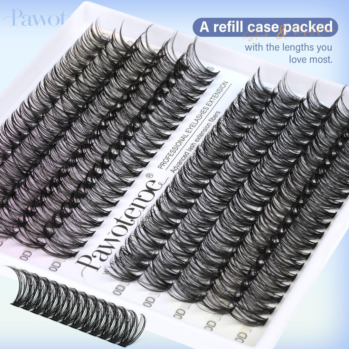 Pawotence Faux Cils Individuels montrant la texture douce