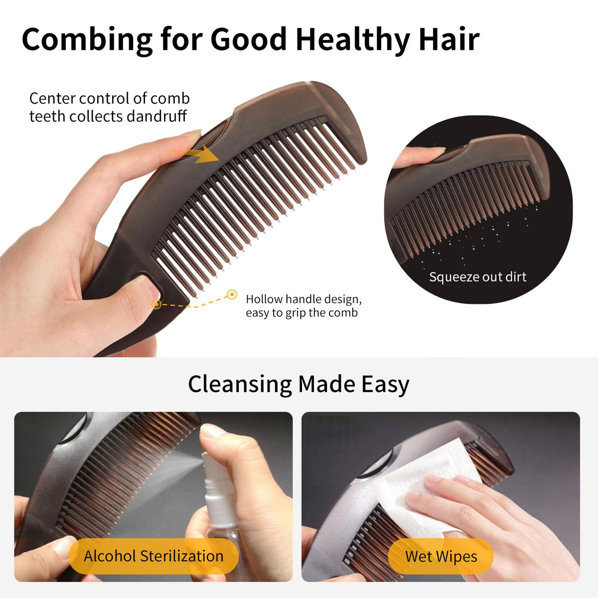 Peigne AMZWISH en action sur cuir chevelu