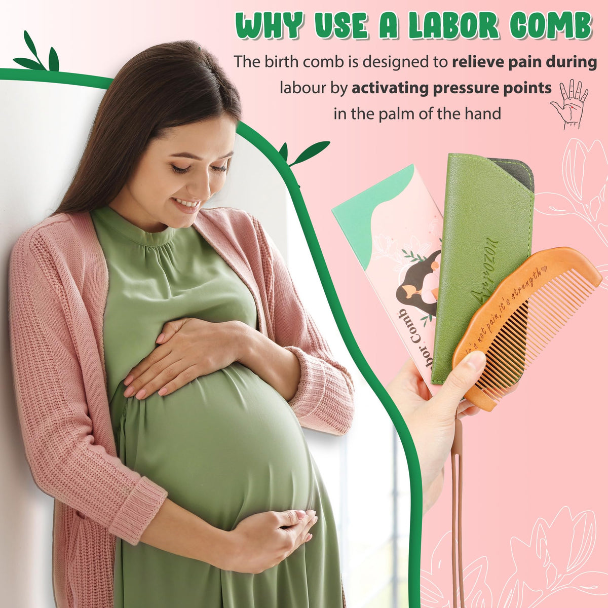 Peigne de naissance Arrozon dans son sac en velours blanc