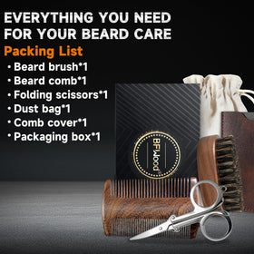 Peigne double face BFWood pour barbe avec dents larges et fines
