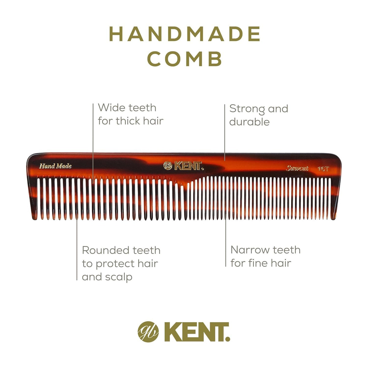 Peigne KENT 16T-16TG en usage sur cheveux bouclés