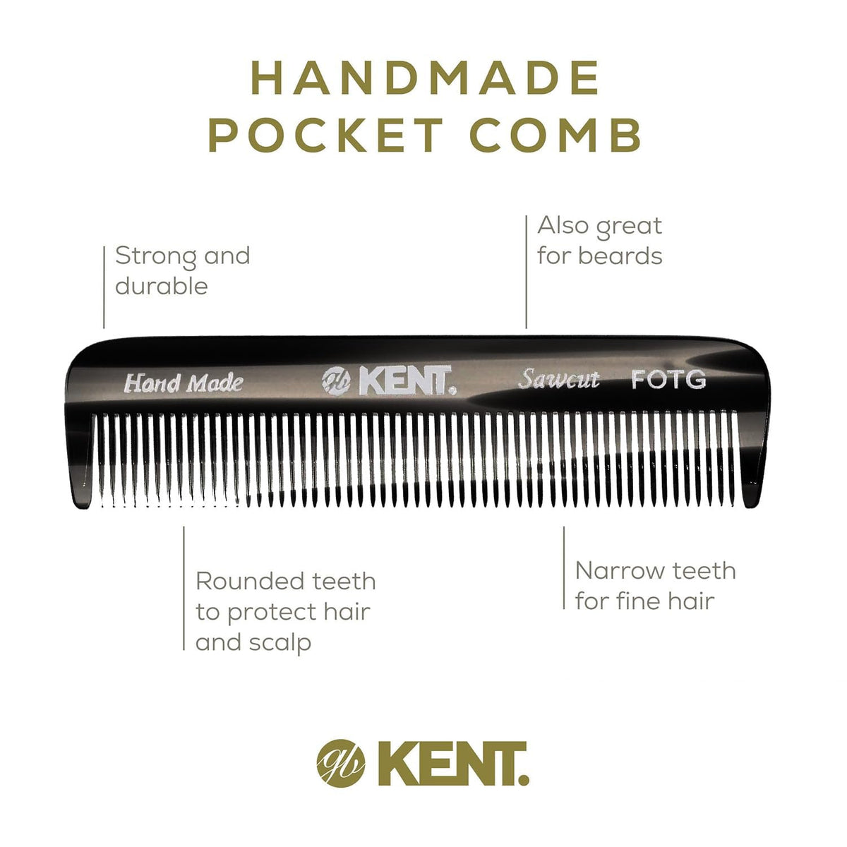 Peigne KENT noir graphite sur fond blanc