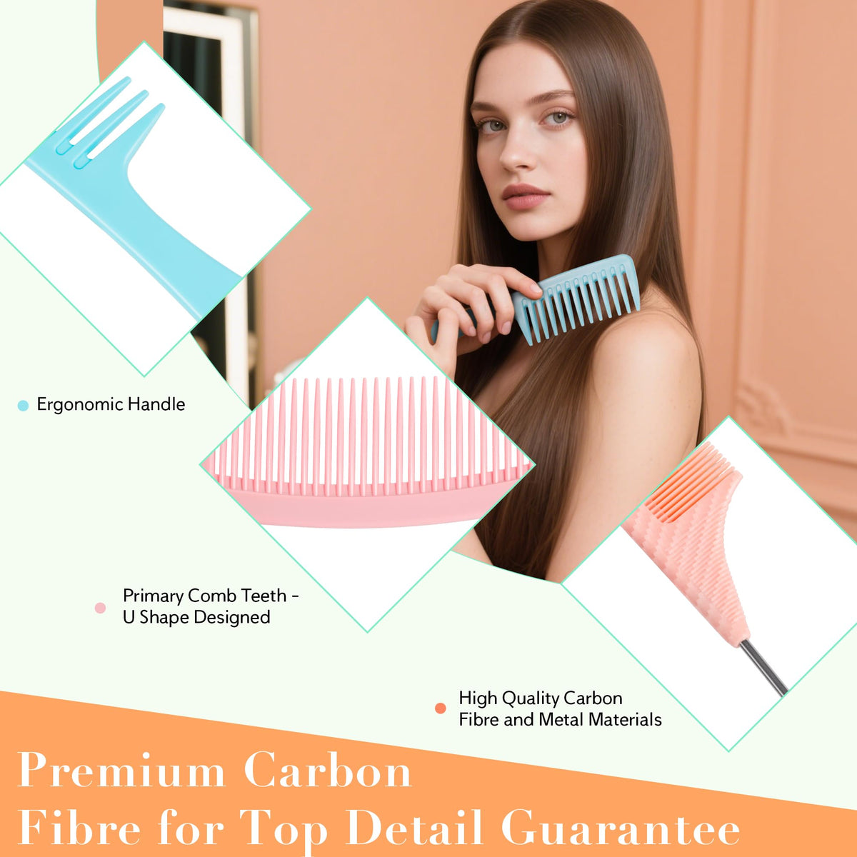 Peigne moyen du set de peignes professionnels SALON SILK
