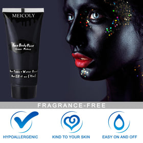 Peinture corporelle noire MEICOLY utilisée dans un design de maquillage de zombie