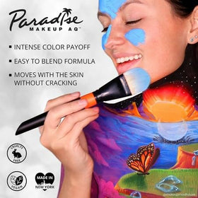 Peinture de corps AQ verte Mehron sur une palette de maquillage