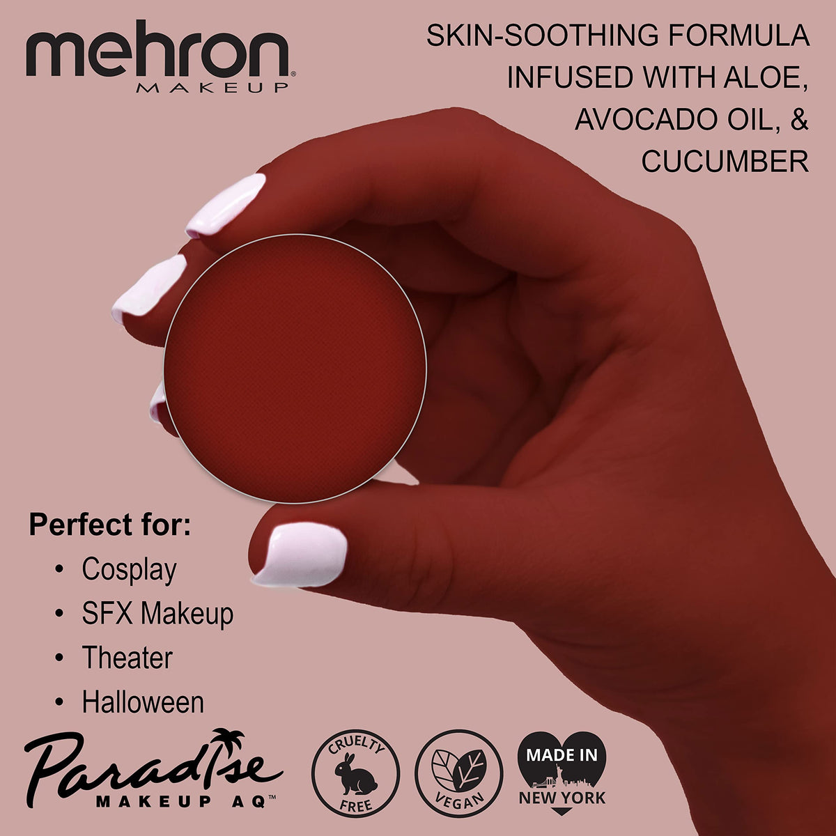 Peinture de visage et corps Mehron rouge 18g avec application sur peau