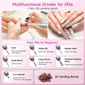 Perceuse à ongles Halmai avec différentes mèches en arrière-plan