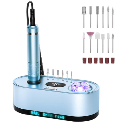 Perceuse à ongles JOSGLOI 40000RPM vue de face avec écran intelligent
